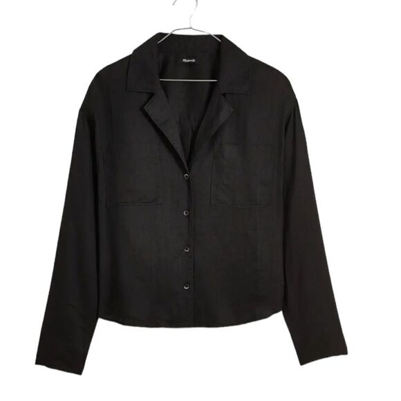 Madewell Shirt Womens Small Black Double Pocket Button Down Oversized - Picture 9 of 10